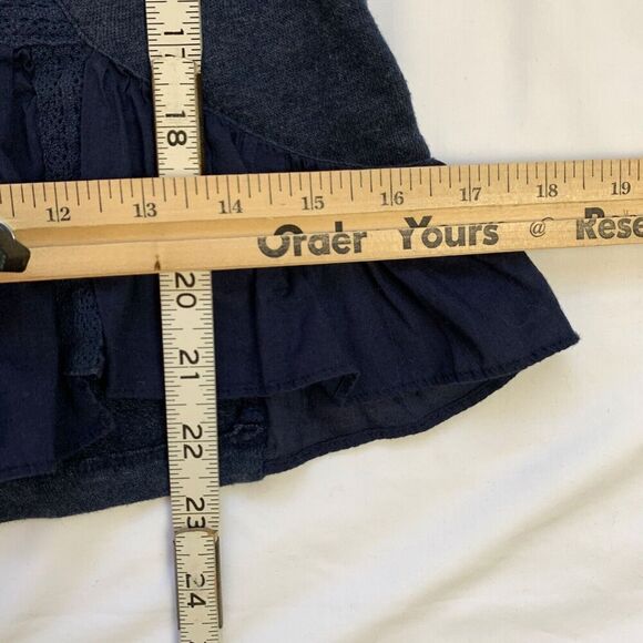 E by Eloise Embroidered Ruffle Peplum Pullover Hoodie Jacket XS Blue Hooded - Picture 8 of 9